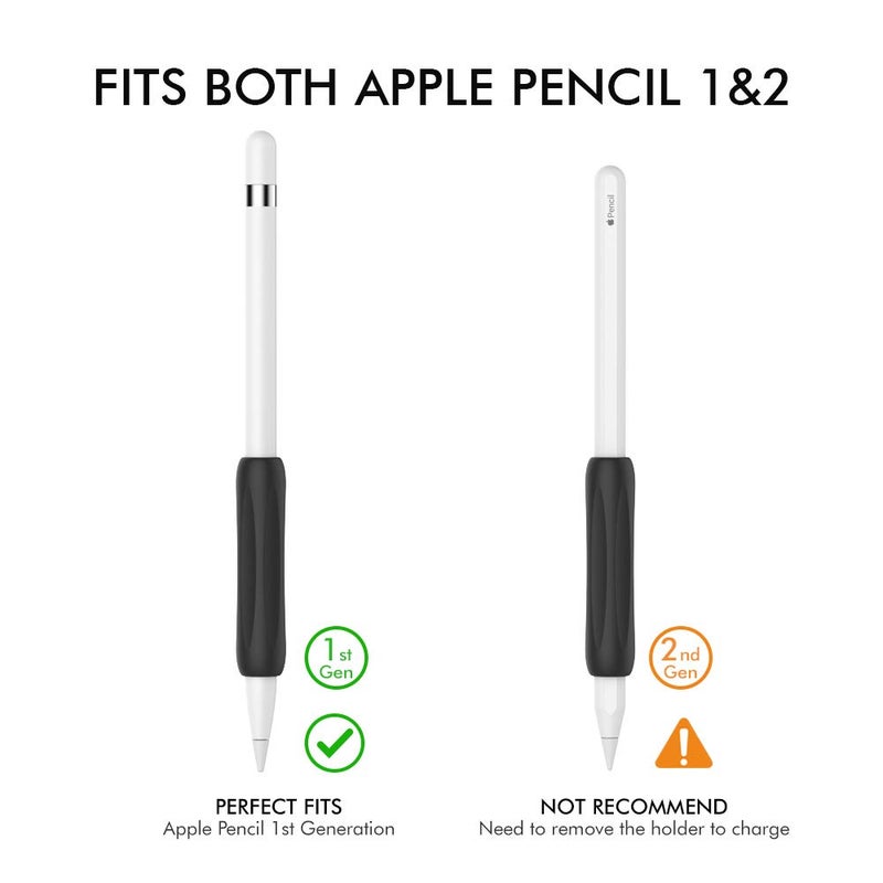 AhaStyle 3 Pack Silicone Grips Holders for Apple Pencil (USB-C) & Apple Pencil (1st / 2nd Generation) Ergonomic Protective Skin Sleeve Compatible with iPad Pen (White,Midnight Blue,Black) - Image 2